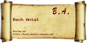 Bech Antal névjegykártya